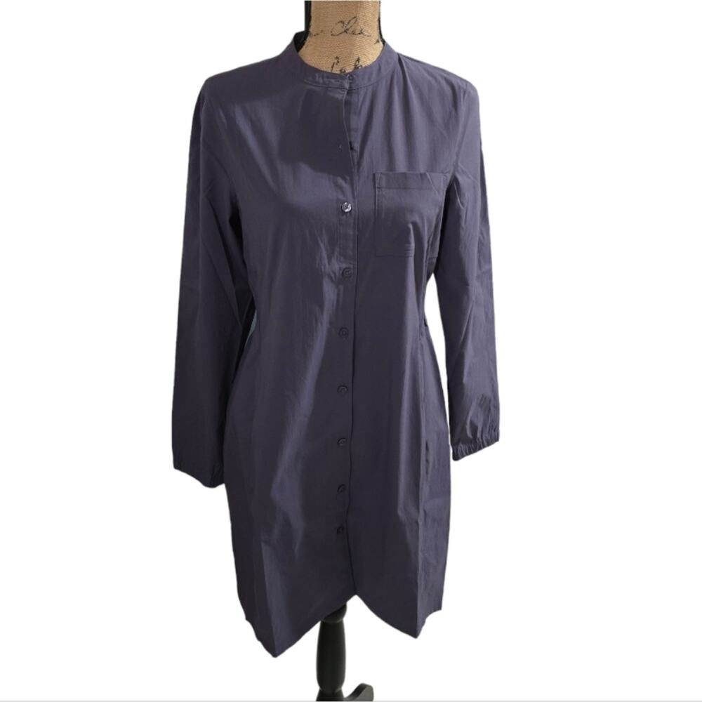 ATHLETA Purple poplin‎ button down front PERFORMANCE shirt Dress size XS NEW